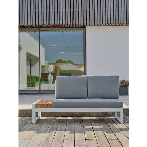 Dcb Garden - Salon de jardin d'angle - Blanc - Teck et aluminium - 6 places - Valencia - Image 2