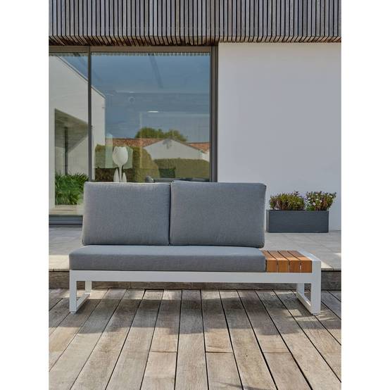 Dcb Garden - Salon de jardin d'angle - Blanc - Teck et aluminium - 6 places - Valencia - Image 8