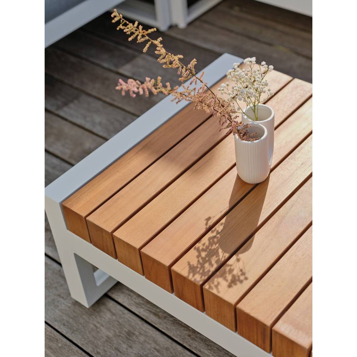 Dcb Garden - Salon de jardin d'angle - Blanc - Teck et aluminium - 6 places - Valencia - Image 10