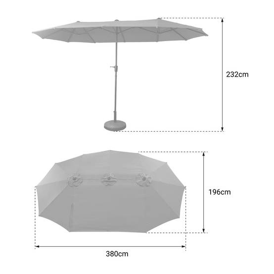 Parasol double 2x4m LINAI gris - HAPPY GARDEN - Image 6