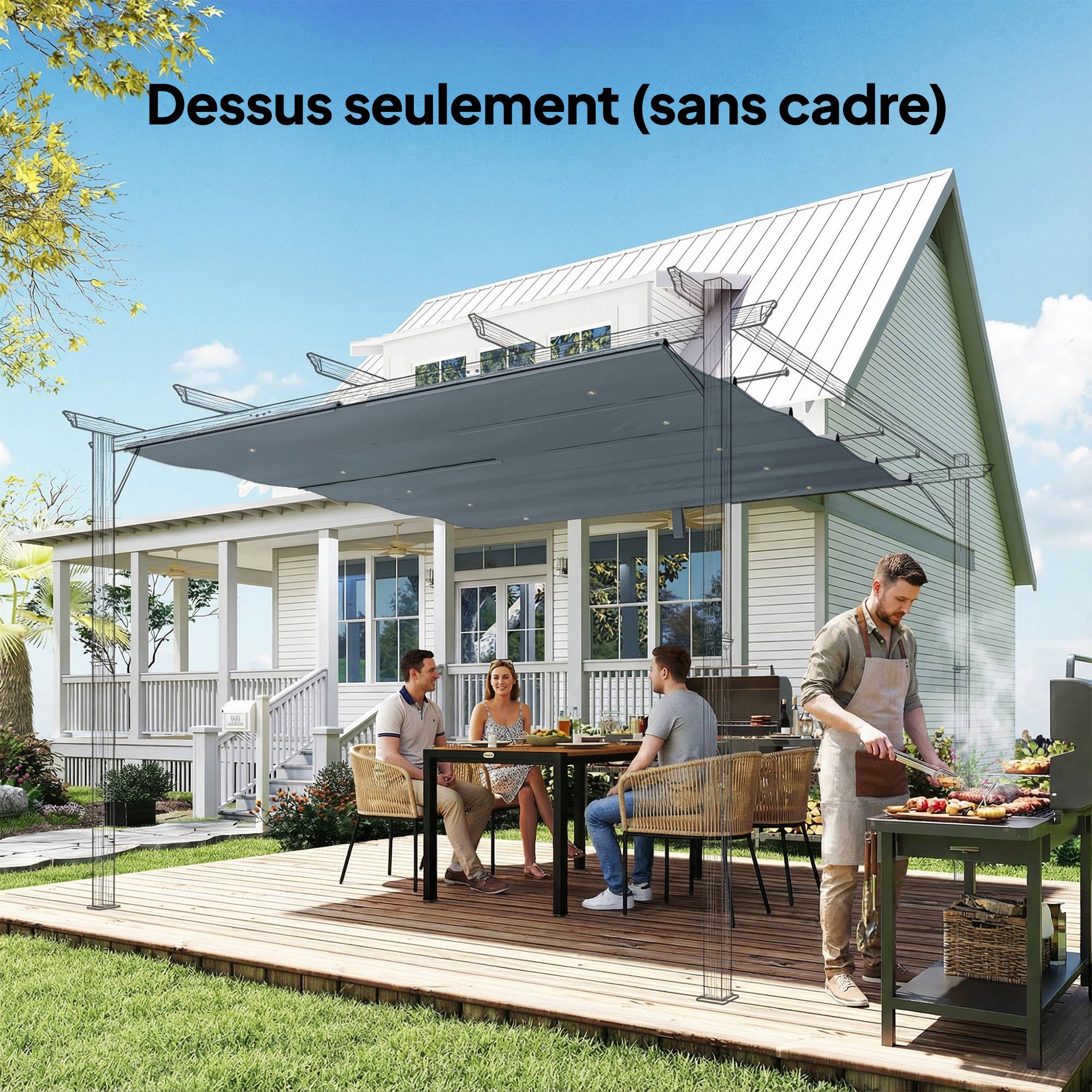 ComfortXL - Toile de pergola polyester gris foncé 298 x 288 cm extérieur anti-UV déperlante - ComfortXL Outdoor Living - Image 10