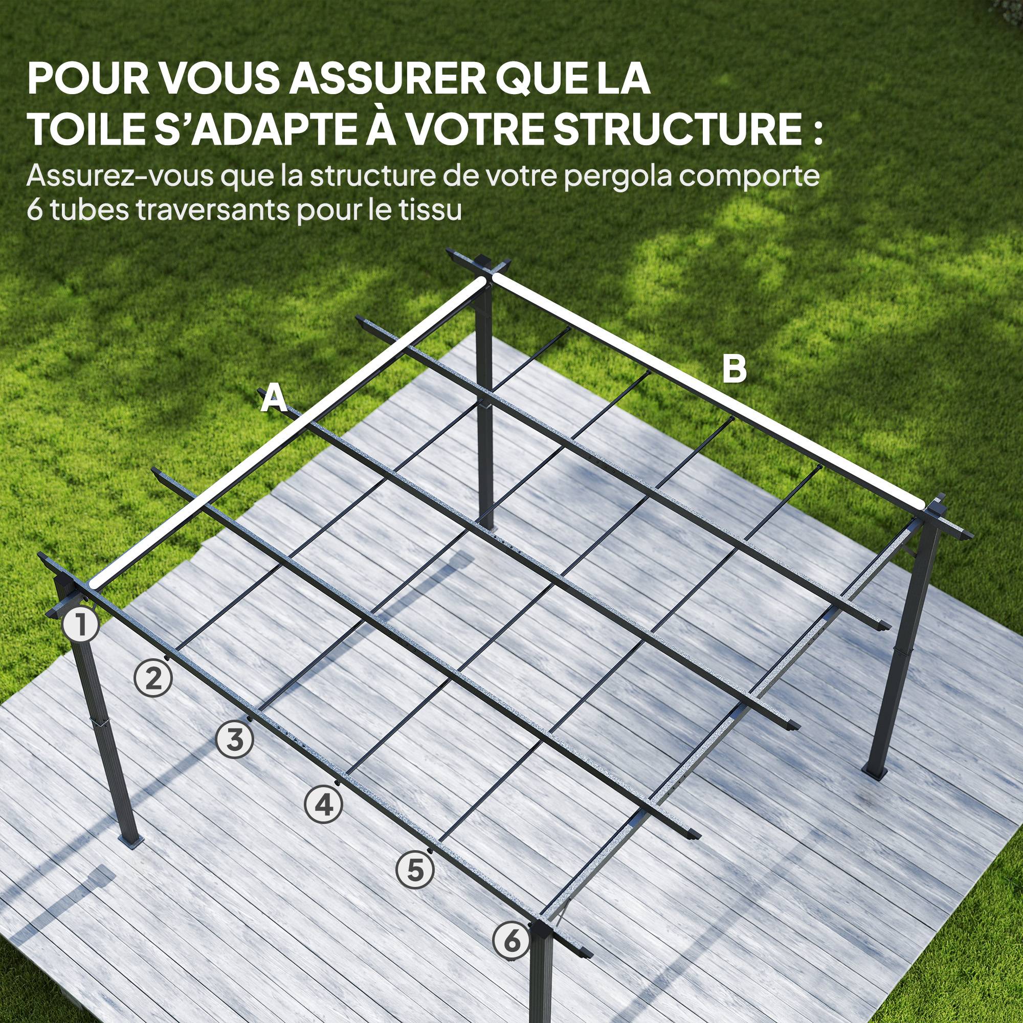 ComfortXL - Toile de pergola polyester gris foncé 298 x 288 cm extérieur anti-UV déperlante - ComfortXL Outdoor Living - Image 5