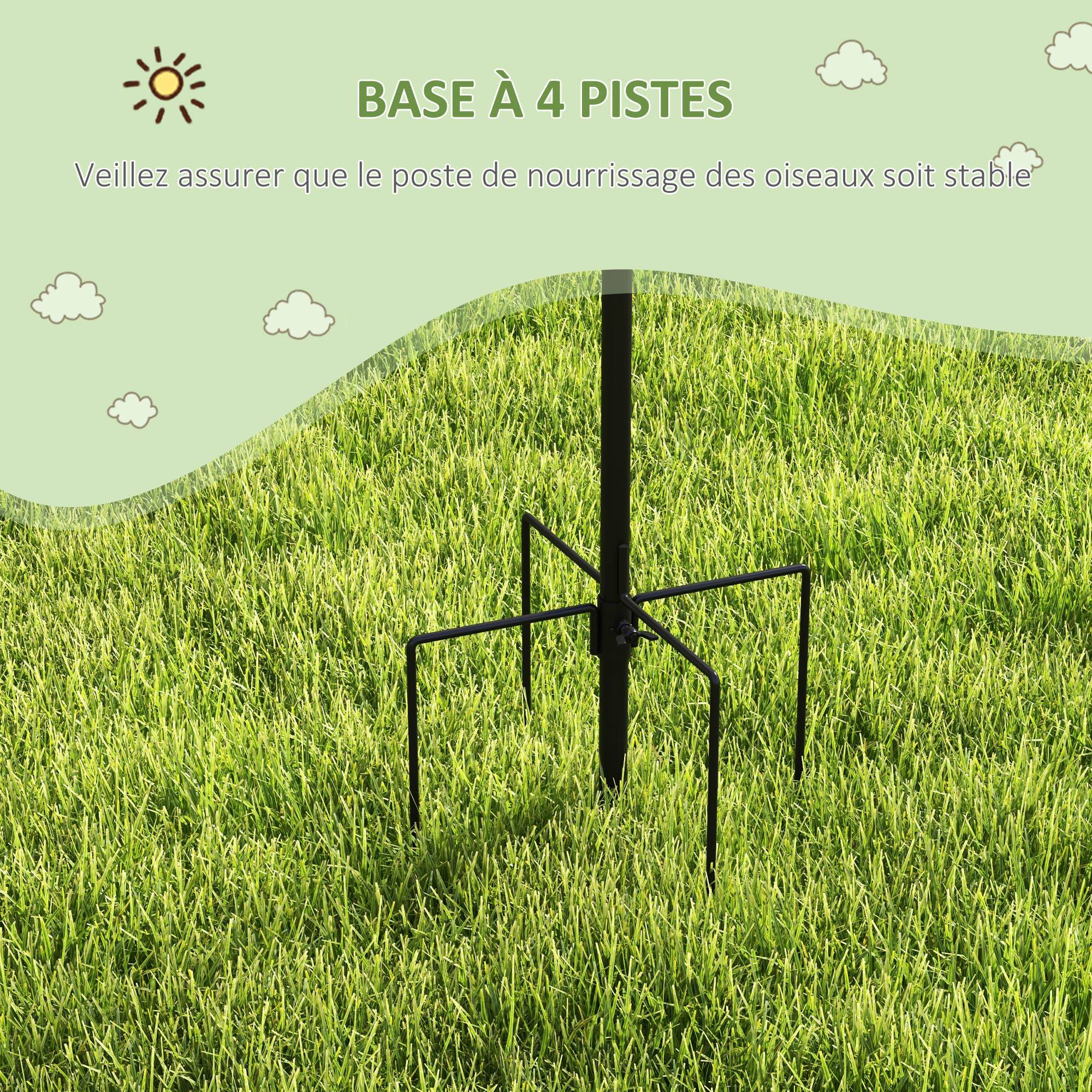 Sans Marque - Station d'alimentation mangeoir à oiseaux sur pied 6 crochets 4 mangeoires suspendues pour cacahuètes graines boules de graisse noir - Image 8