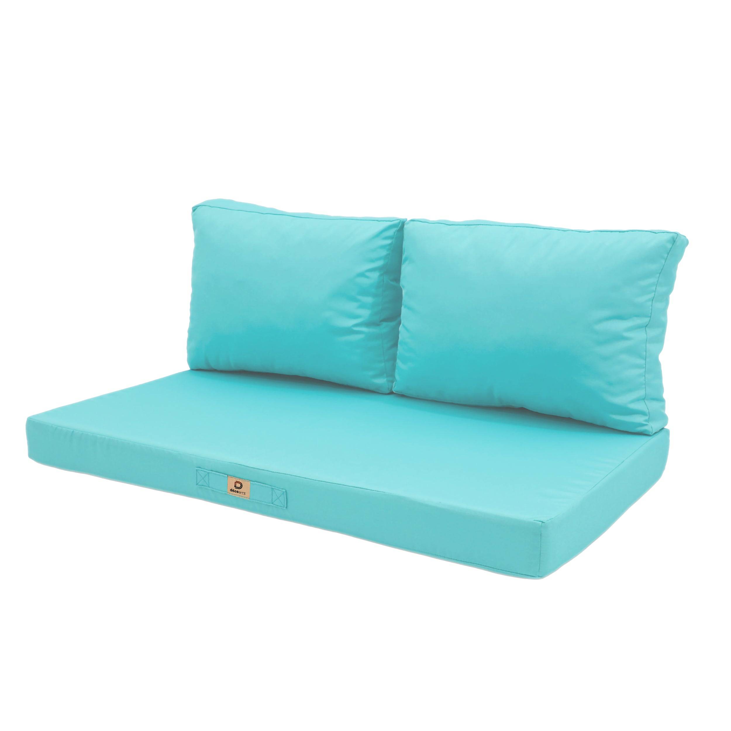 Coussins pour salon de jardin déhoussable 100x50cm Bleu caraïbes - Déco arts - Image 1