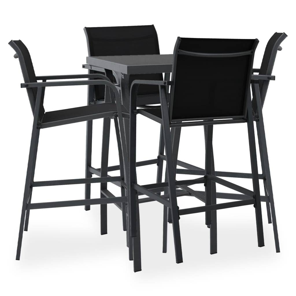 Helloshop26 - Ensemble de bar de jardin 5 pièces noir - Image 1