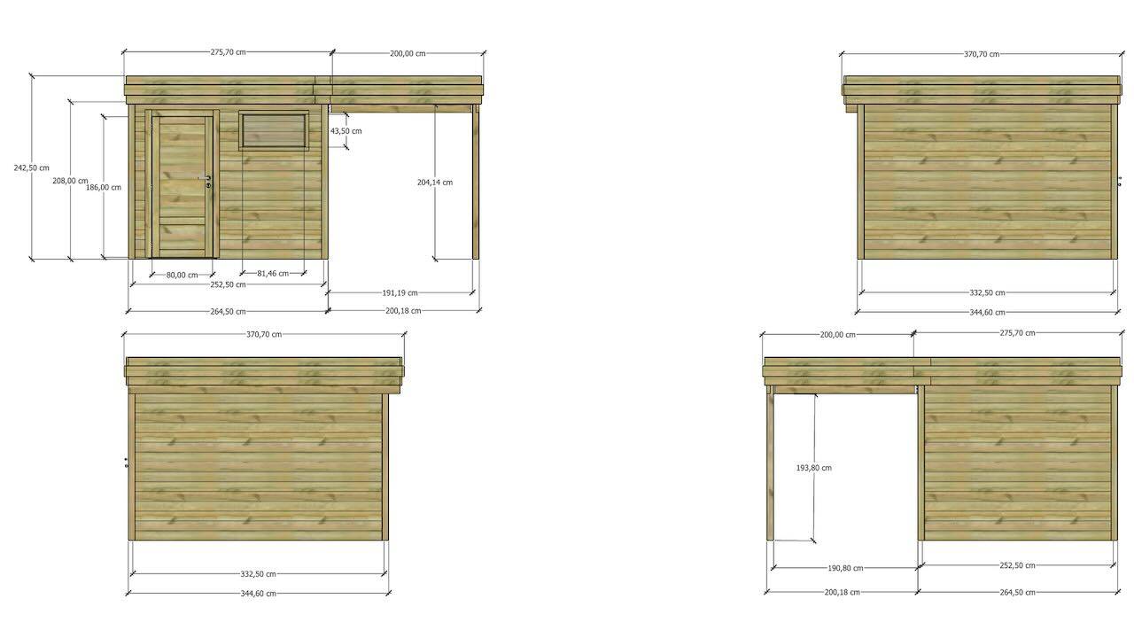 Sans Marque - ABRI DE JARDIN bois autoclave 27mm - 4,64x3,44m / 16m2 - Bac acier - Abri Français - Image 4