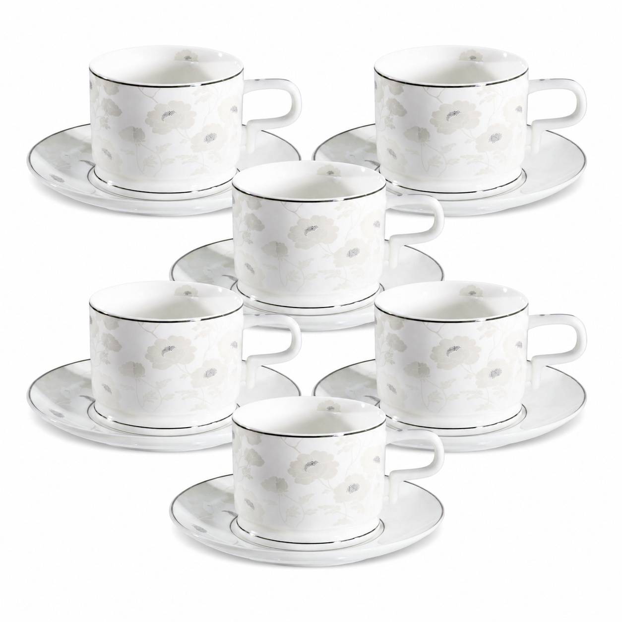 Service à Café et Sous-Tasses en Porcelaine Élégant - Image 1