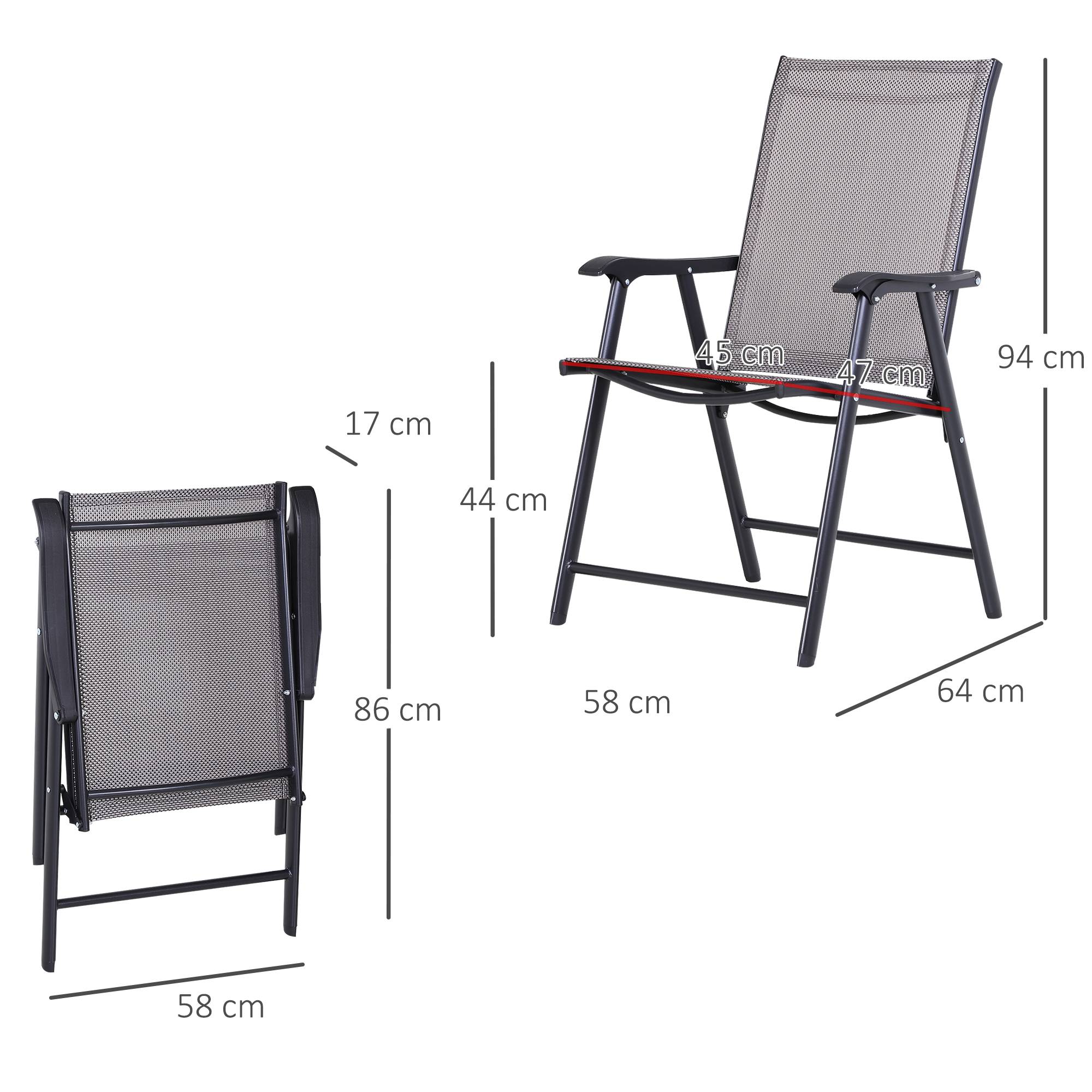 Chaise de camping, lot de 2, chaise pliante avec accoudoirs, en métal, grise - Image 3