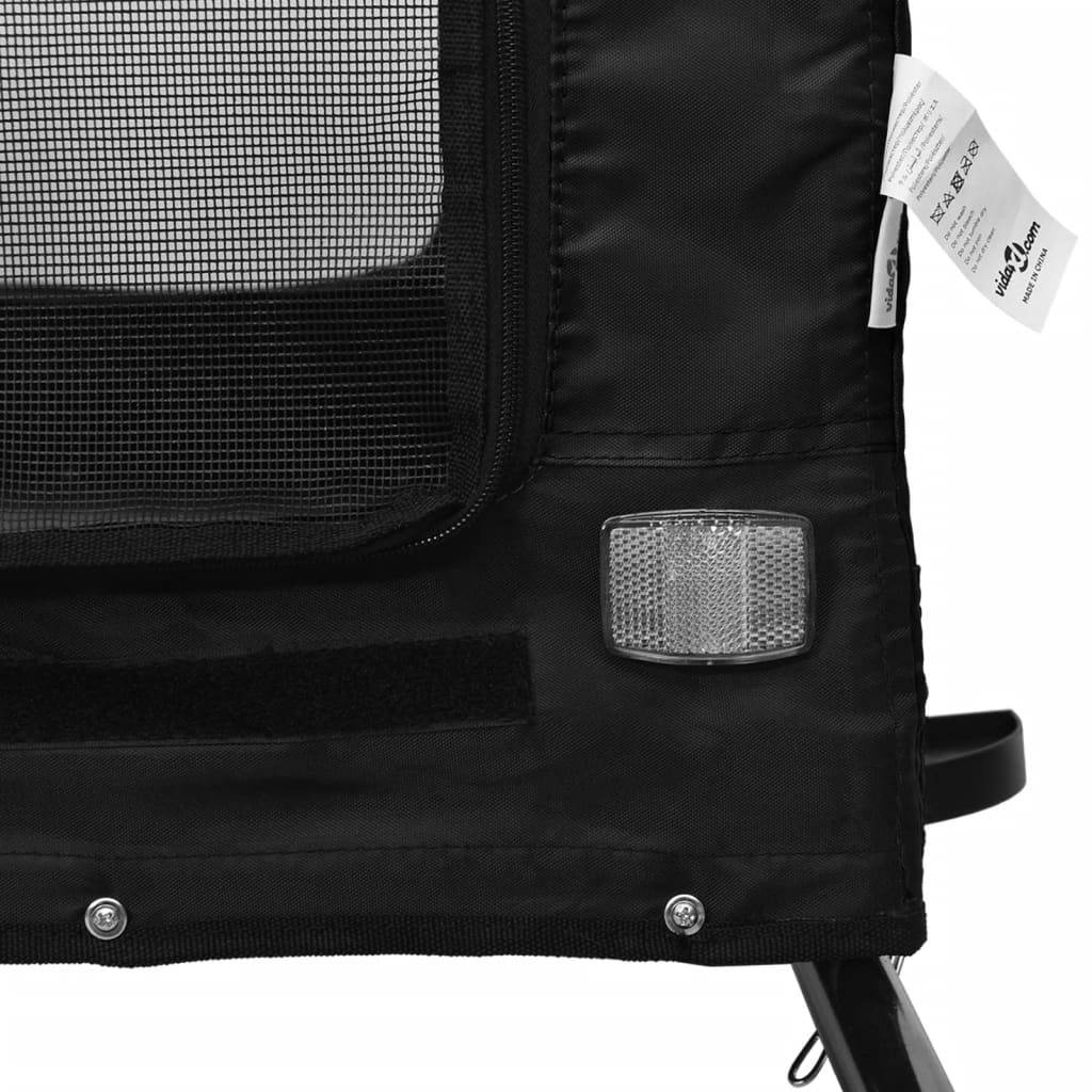 Remorque de vélo pour animaux fer et tissu noir 134 x 68 x 74 cm - PANGIVO - Image 9