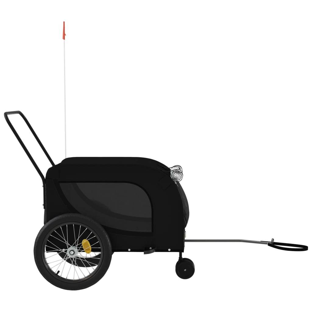 Remorque de vélo pour animaux fer et tissu noir 134 x 68 x 74 cm - PANGIVO - Image 5