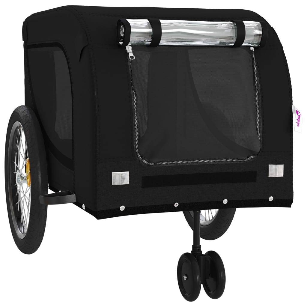 Remorque de vélo pour animaux fer et tissu noir 134 x 68 x 74 cm - PANGIVO - Image 4