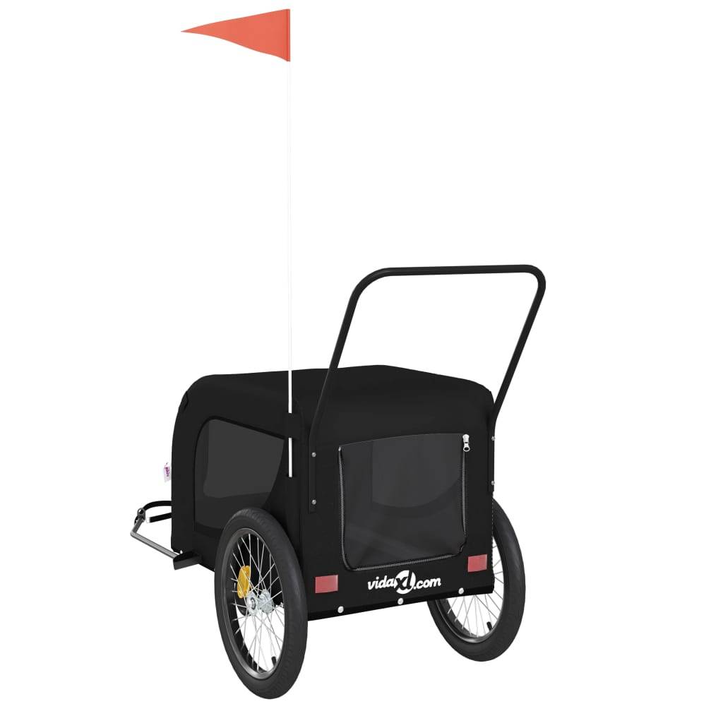Remorque de vélo pour animaux fer et tissu noir 134 x 68 x 74 cm - PANGIVO - Image 7