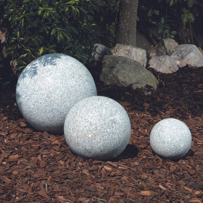 Boule déco jardin granit (grand format) - Gris clair 40 cm - Jardinex - Image 4