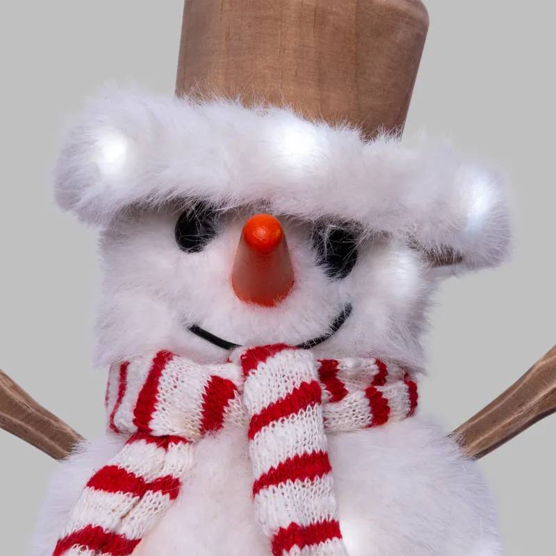 Lotti - Bonhomme de Neige Lumineux H20cm 30 Micro-LED Blanc Chaud & Froid Bois à Piles Lotti - Image 9