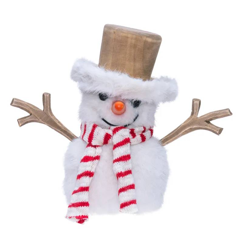 Lotti - Bonhomme de Neige Lumineux H20cm 30 Micro-LED Blanc Chaud & Froid Bois à Piles Lotti - Image 1