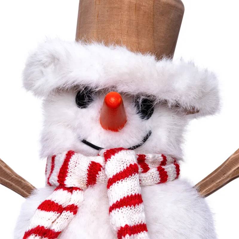 Lotti - Bonhomme de Neige Lumineux H20cm 30 Micro-LED Blanc Chaud & Froid Bois à Piles Lotti - Image 3
