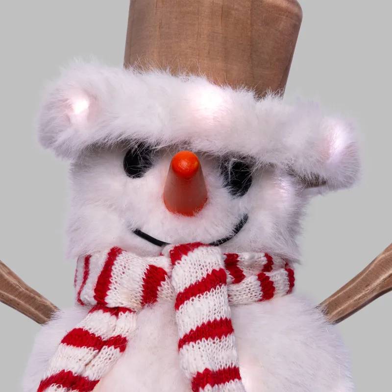 Lotti - Bonhomme de Neige Lumineux H20cm 30 Micro-LED Blanc Chaud & Froid Bois à Piles Lotti - Image 10
