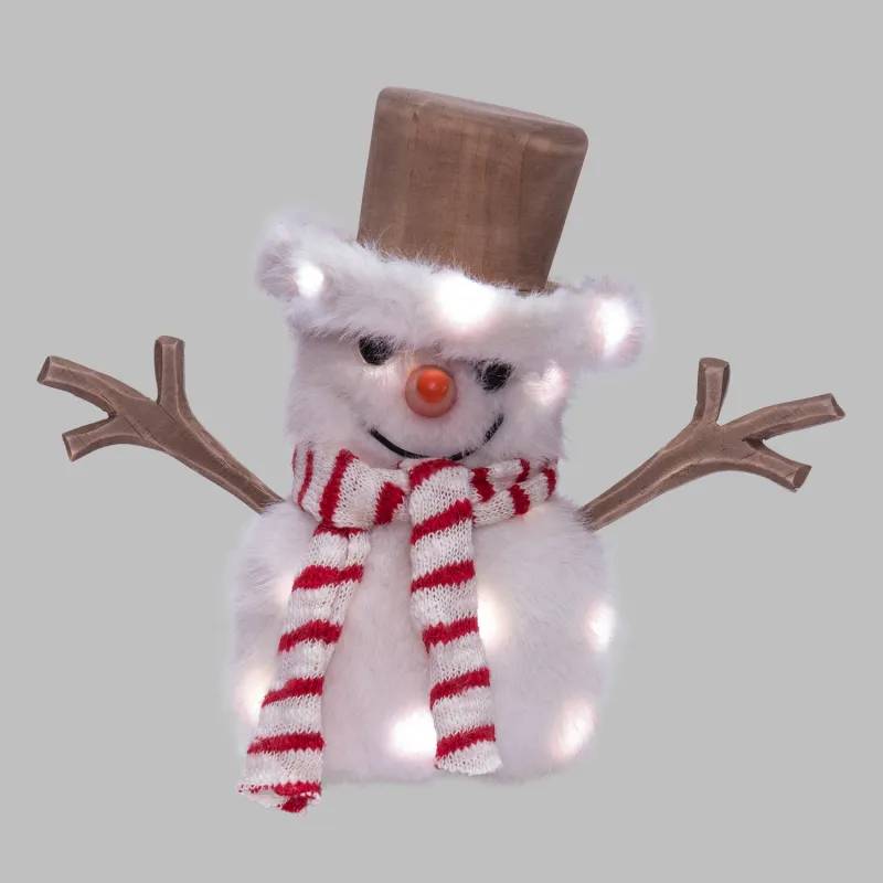 Lotti - Bonhomme de Neige Lumineux H20cm 30 Micro-LED Blanc Chaud & Froid Bois à Piles Lotti - Image 7