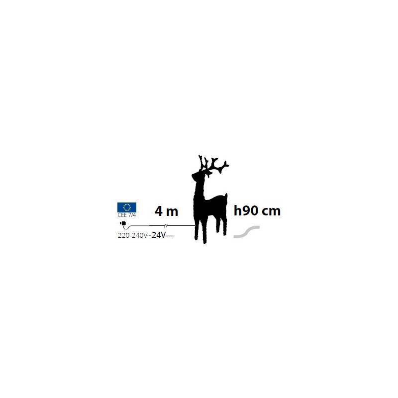 Lotti - Renne lumineux cristaux acrylique H90CM 200 LED blanc chaud fixe 24V extérieur professionnel Lotti - Image 3