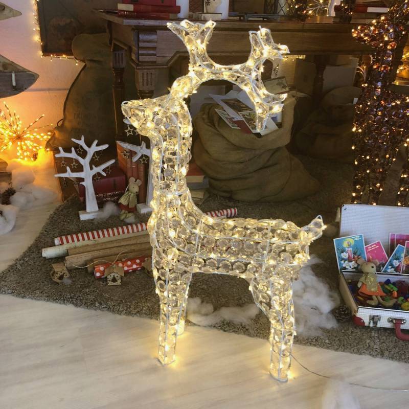 Lotti - Renne lumineux cristaux acrylique H90CM 200 LED blanc chaud fixe 24V extérieur professionnel Lotti - Image 2