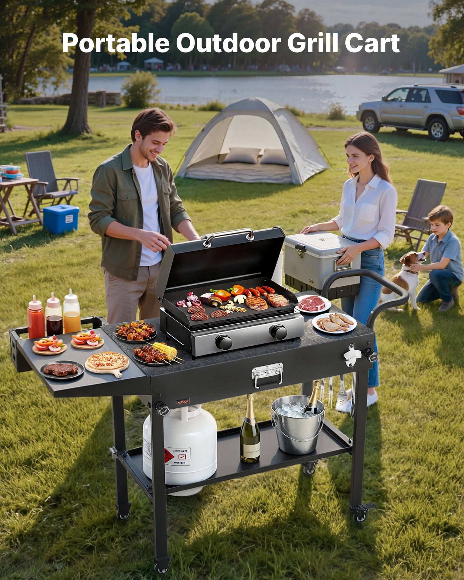 Vevor - VEVOR Desserte de Jardin Chariot de Barbecue pour Plancha Pliable 78,7x43,2 cm - Image 2