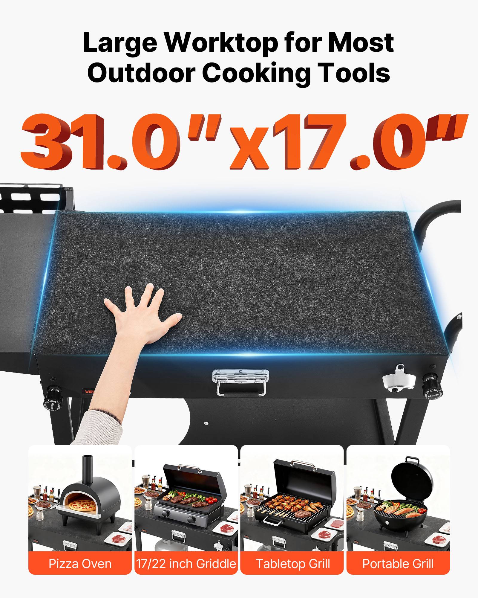 Vevor - VEVOR Desserte de Jardin Chariot de Barbecue pour Plancha Pliable 78,7x43,2 cm - Image 4