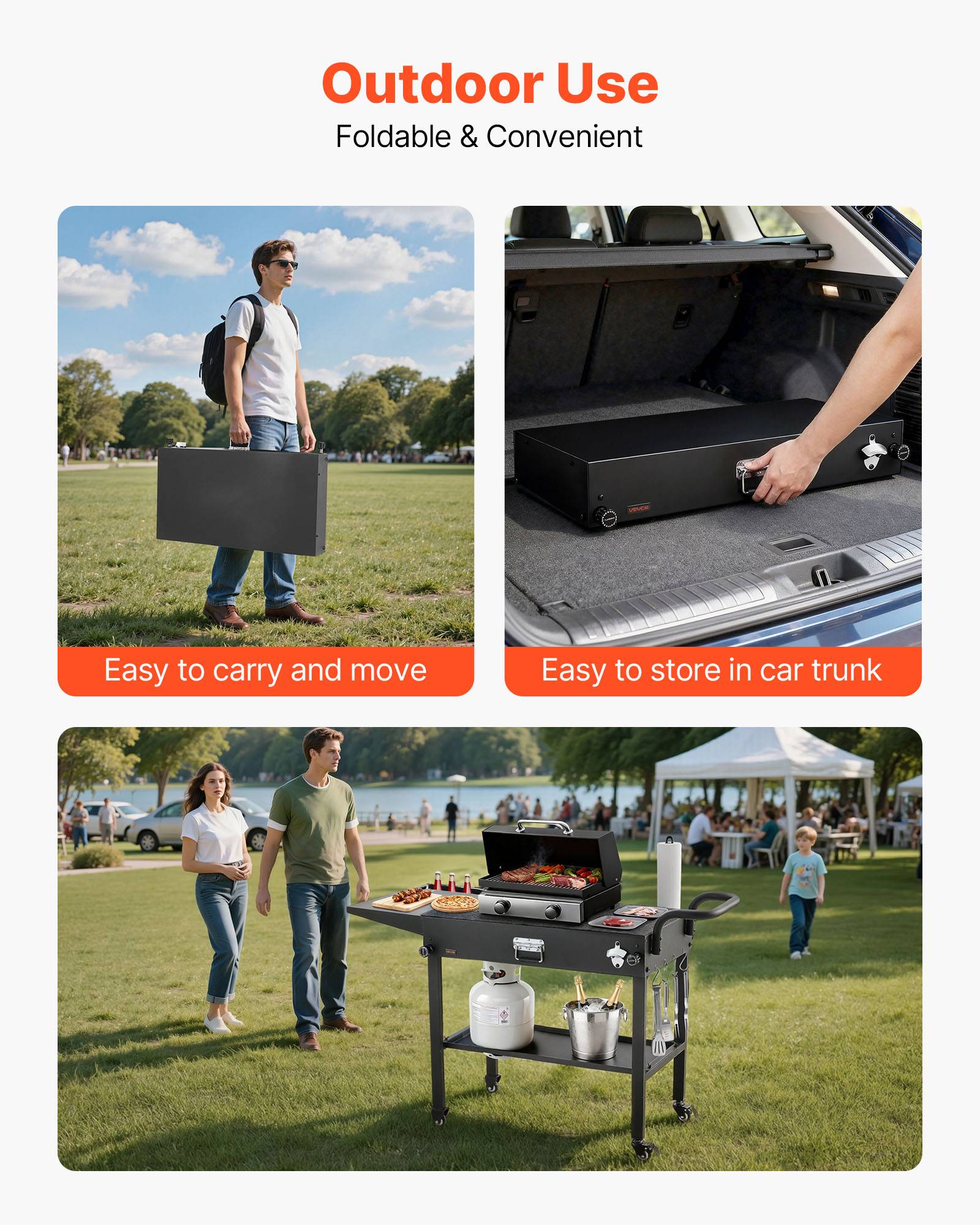 Vevor - VEVOR Desserte de Jardin Chariot de Barbecue pour Plancha Pliable 78,7x43,2 cm - Image 5