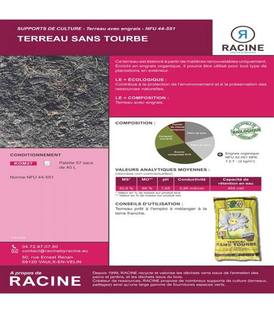 Terreau sans tourbe prêt à l'emploi, 57 sacs de 40 L - KOM27-57x40 - Image 3