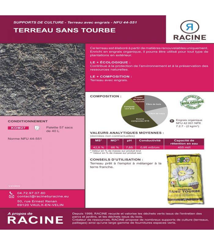 Terreau sans tourbe prêt à l'emploi, 57 sacs de 40 L - KOM27-57x40 - Image 3