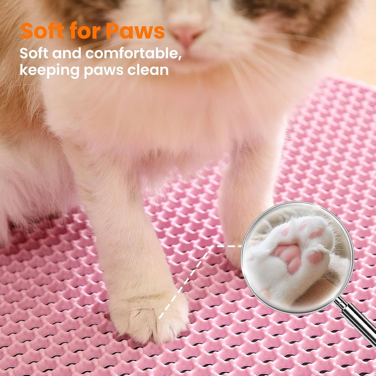 Tapis de litière pour chat, double couche, nid d'abeille, antidérapant, imperméable et anti-urine, accessoire pour chat, 30*30 cm, rose-Lytech - Image 5