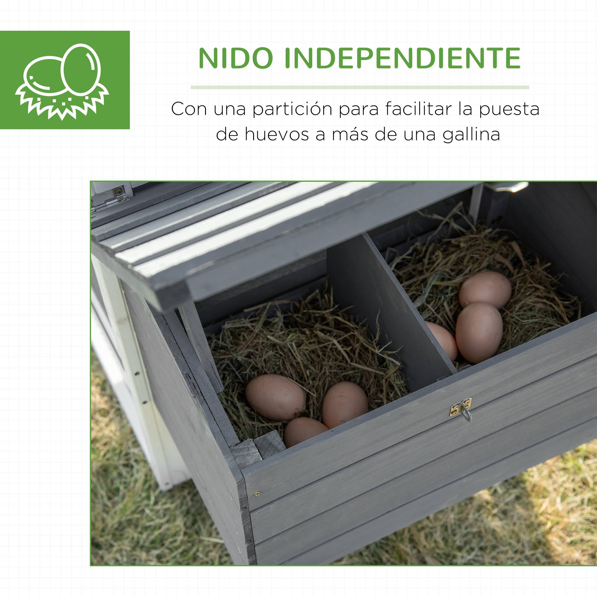 ComfortXL - Poulailler bois extérieur 2 à 3 poules nichoir rampe 150x54x87cm gris - ComfortXL Outdoor Living - Image 8