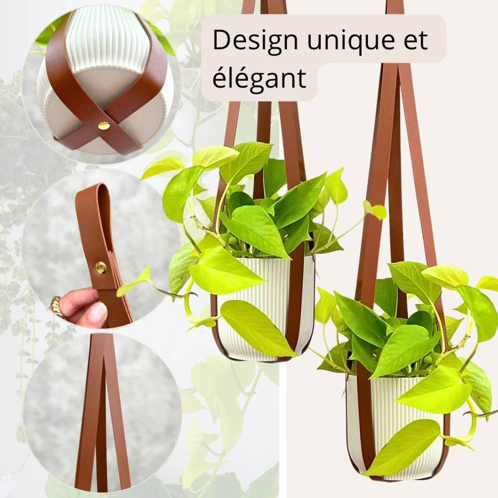 Offre Duo - X2 Suspensions pour plantes en similicuir + crochets en métal offerts ! - Noisette - Image 5
