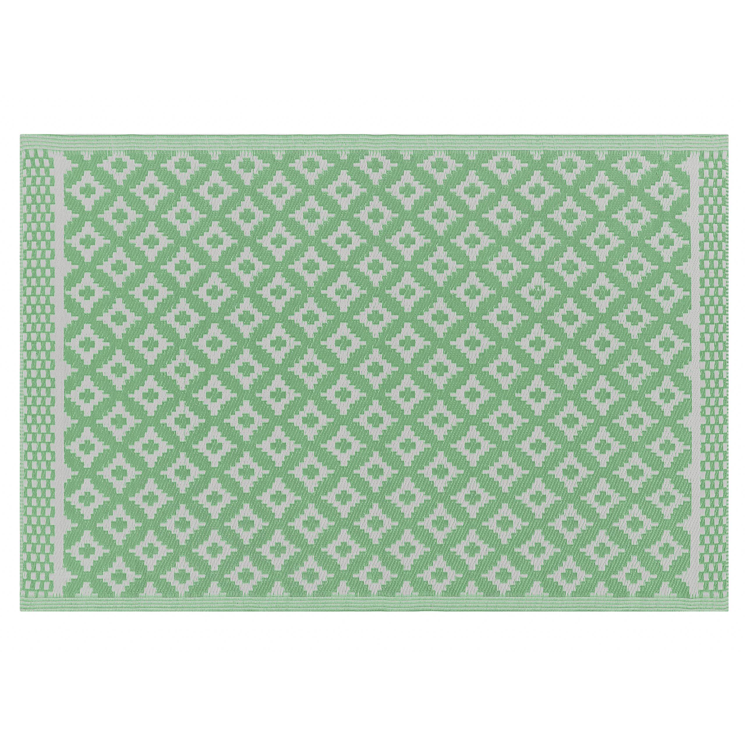 Beliani - Tapis d'Extérieur et Intérieur au Motif Géométrique Vert Polyvalent 120 x 180 cm Idéal pour Terrasse ou Jardin Scandinave et Boho Beliani - Image 1