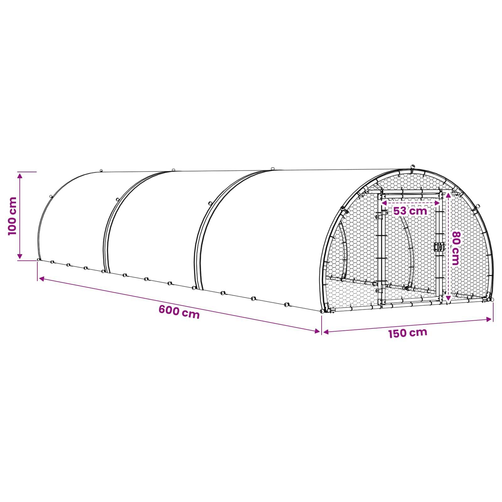 Vidaxl - Poulailler Argenté 600 x 150 x 100 cm Acier galvanisé vidaXL 3434672 - Image 3
