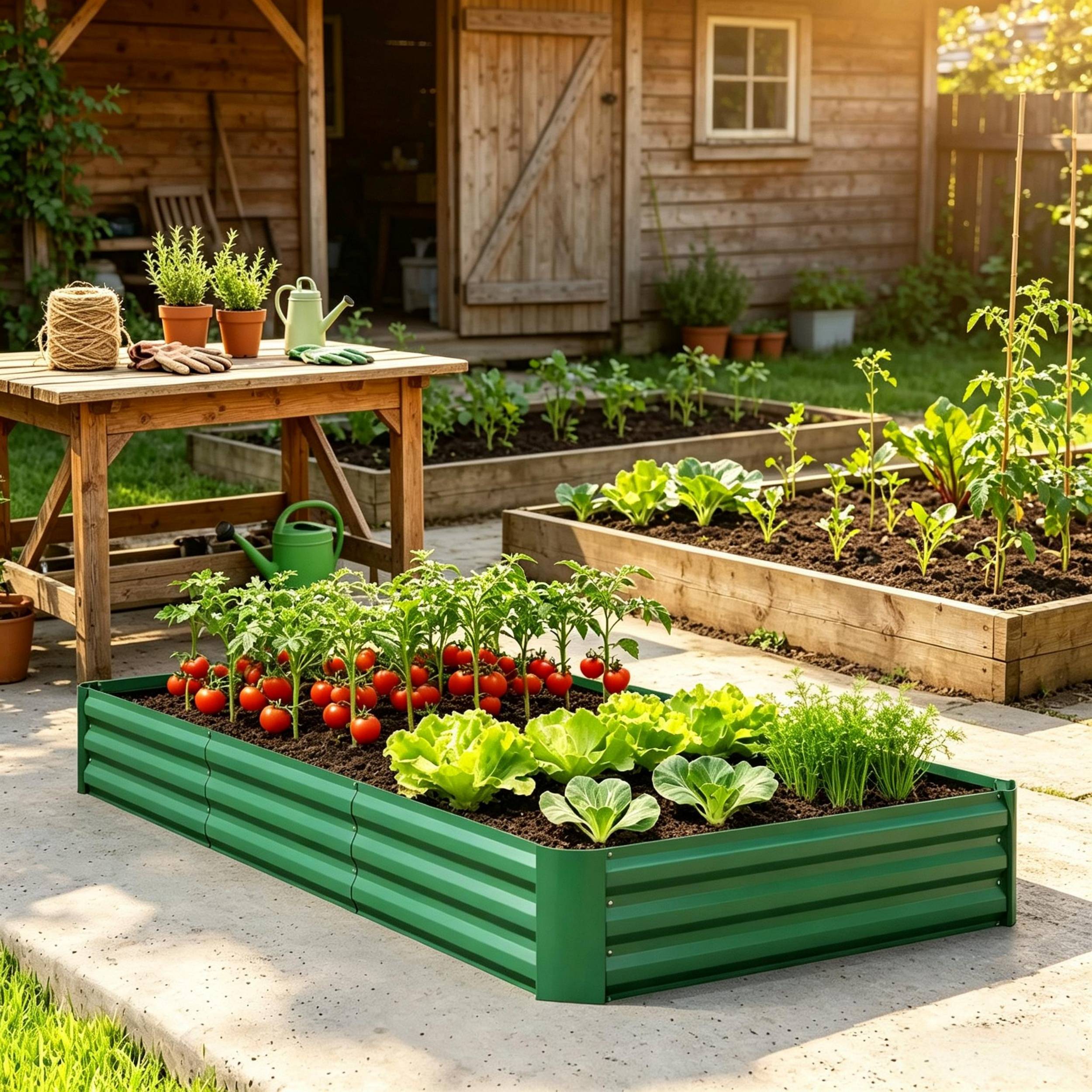 ComfortXL - Bac potager surélevé acier galvanisé vert 240 x 120 x 30 cm jardin drainage ouvert - ComfortXL Outdoor Living - Image 1