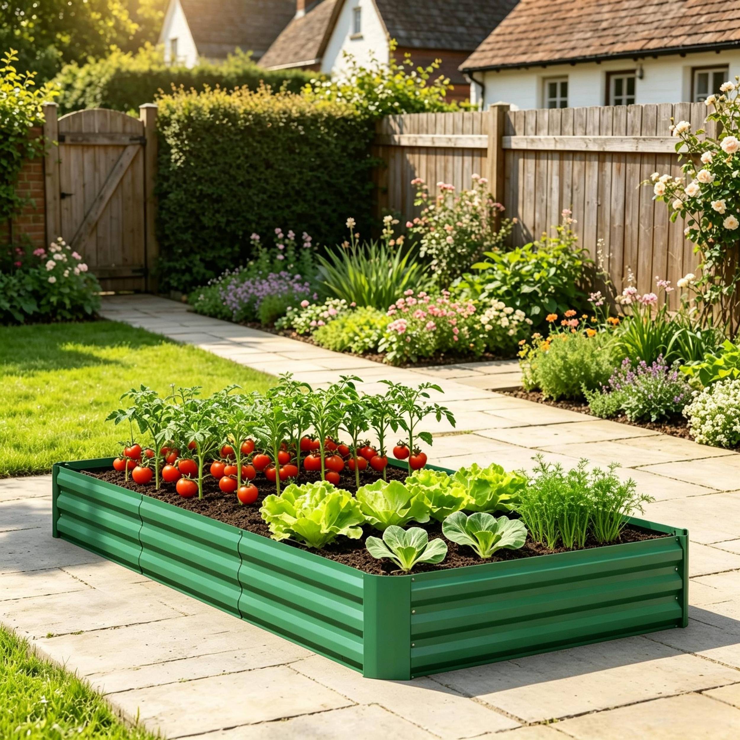 ComfortXL - Bac potager surélevé acier galvanisé vert 240 x 120 x 30 cm jardin drainage ouvert - ComfortXL Outdoor Living - Image 7