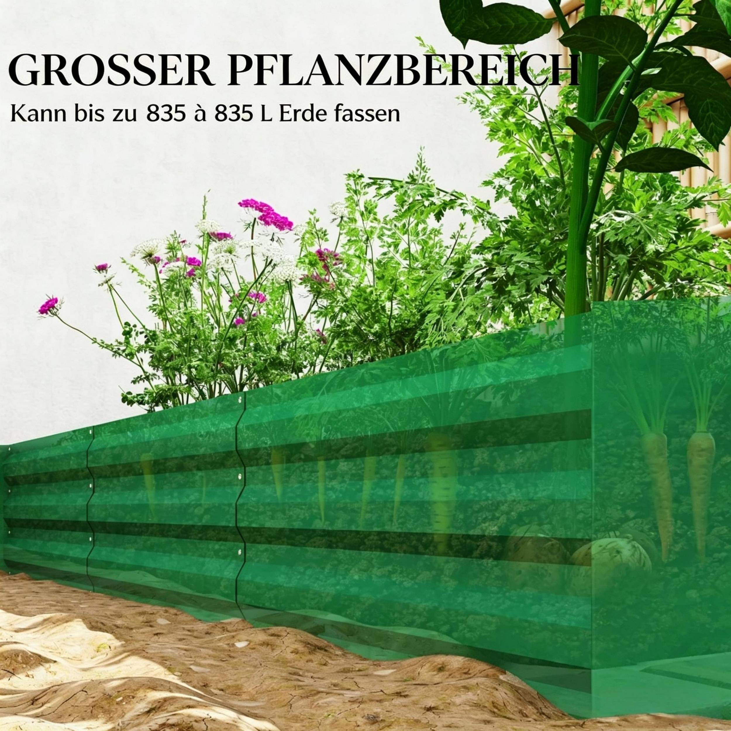 ComfortXL - Bac potager surélevé acier galvanisé vert 240 x 120 x 30 cm jardin drainage ouvert - ComfortXL Outdoor Living - Image 4