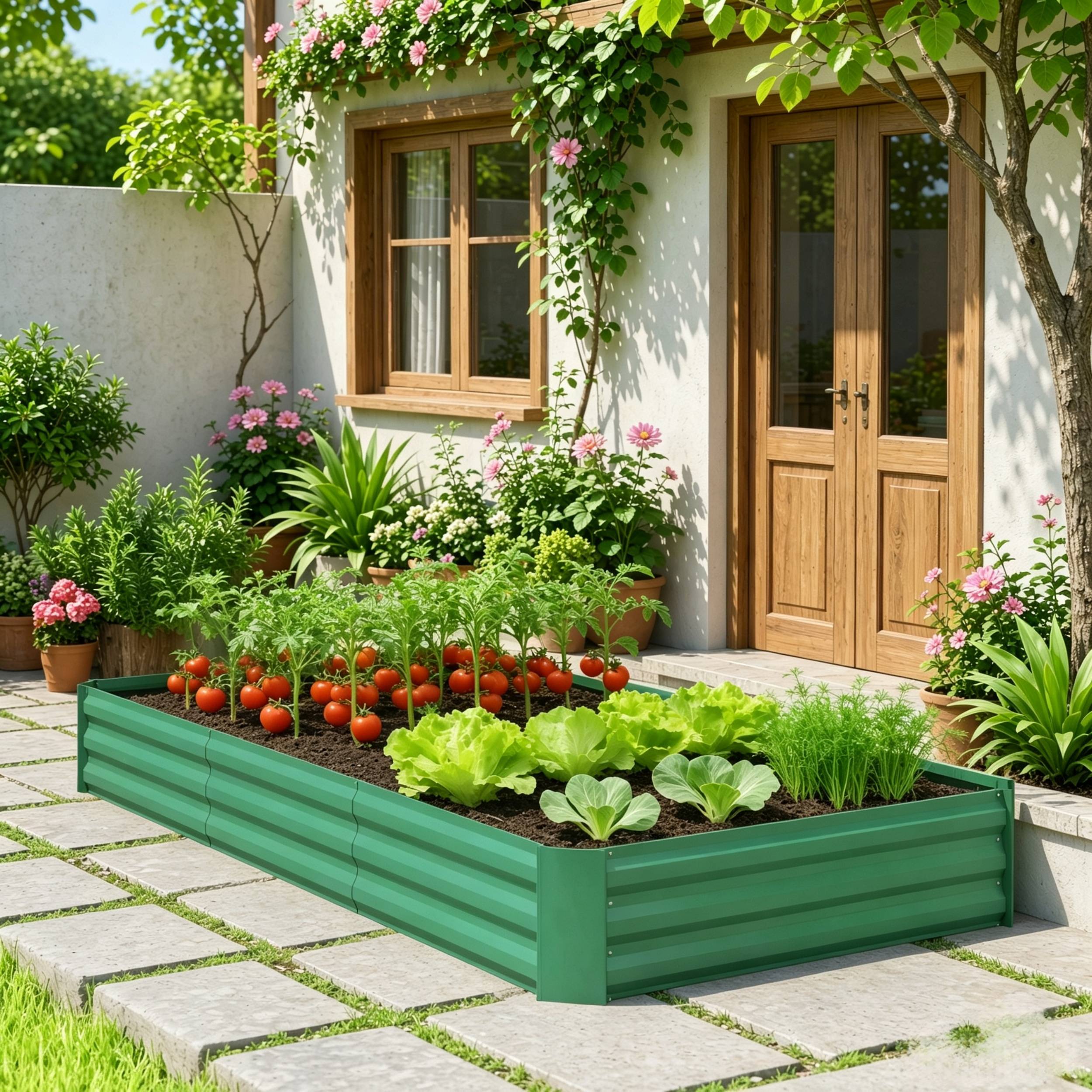 ComfortXL - Bac potager surélevé acier galvanisé vert 240 x 120 x 30 cm jardin drainage ouvert - ComfortXL Outdoor Living - Image 6