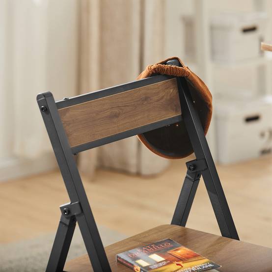 SoBuy Chaise Pliante Robuste en Bois et Métal Style Industriel pour Cuisine Bureau Visiteur Pliable 46 x 48 x 80 cm FST88-PF - Image 10