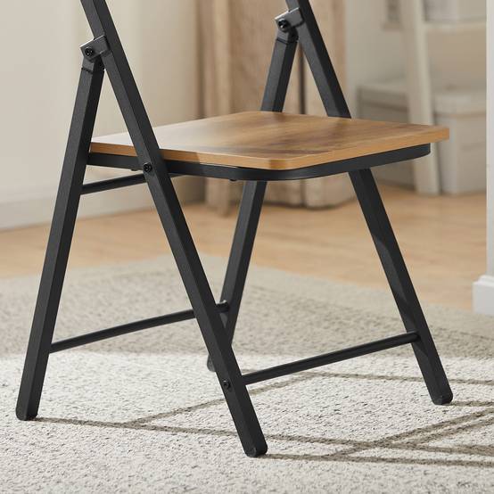 SoBuy Chaise Pliante Robuste en Bois et Métal Style Industriel pour Cuisine Bureau Visiteur Pliable 46 x 48 x 80 cm FST88-PF - Image 9