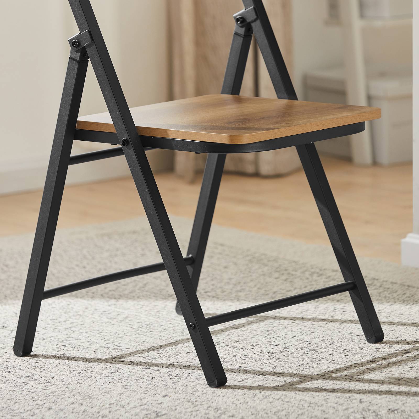 SoBuy Chaise Pliante Robuste en Bois et Métal Style Industriel pour Cuisine Bureau Visiteur Pliable 46 x 48 x 80 cm FST88-PF - Image 9