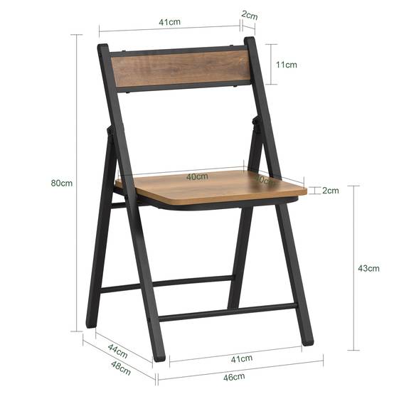 SoBuy Chaise Pliante Robuste en Bois et Métal Style Industriel pour Cuisine Bureau Visiteur Pliable 46 x 48 x 80 cm FST88-PF - Image 3