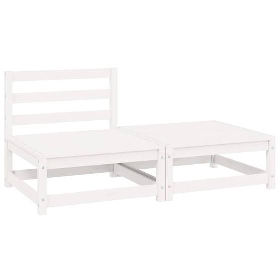 Set de Jardin 2 Pièces Bois de Pin Massif avec Canapé Central et Repose-pied pour Balcon Blanc – ComfortXL Outdoor Living - Image 2