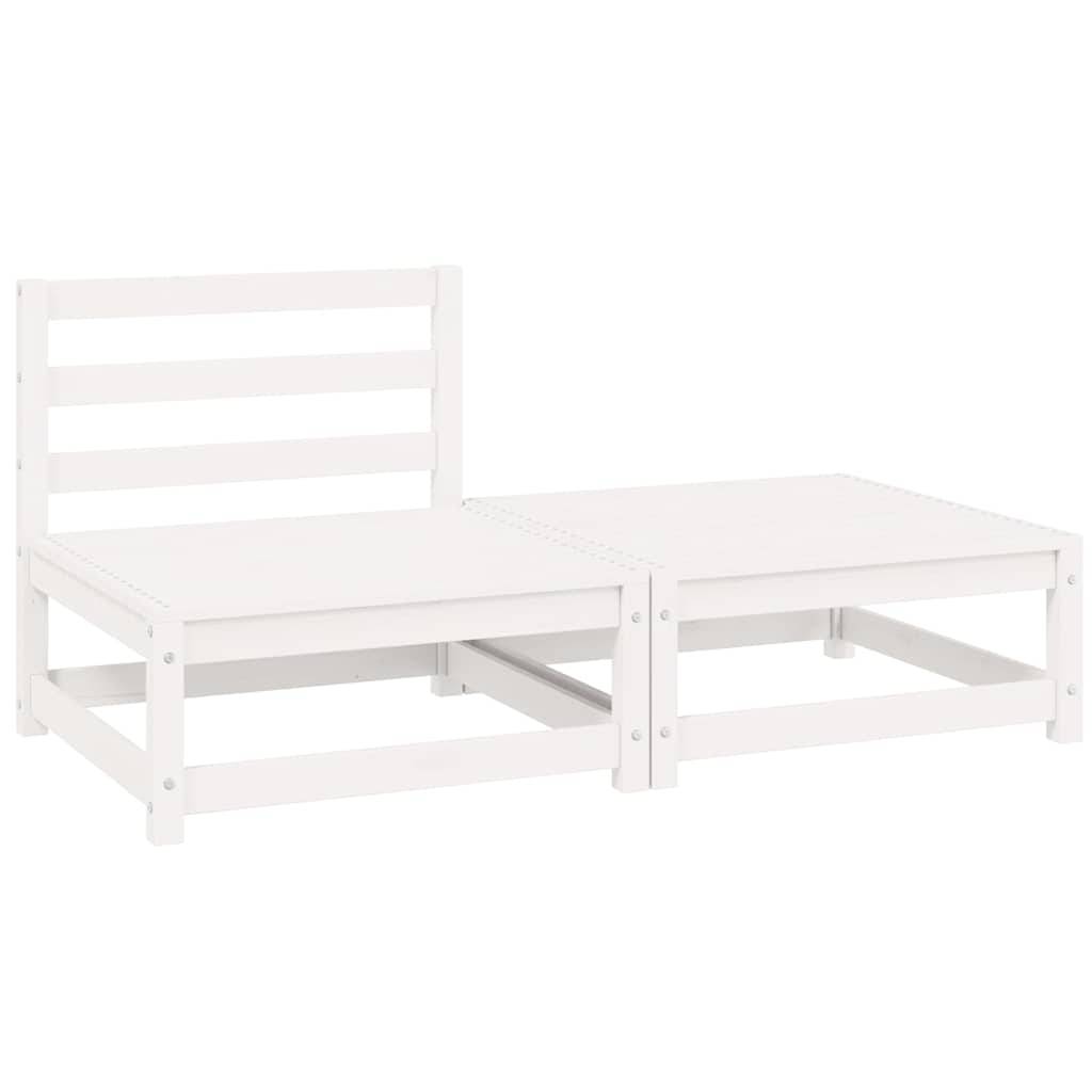 Set de Jardin 2 Pièces Bois de Pin Massif avec Canapé Central et Repose-pied pour Balcon Blanc – ComfortXL Outdoor Living - Image 2