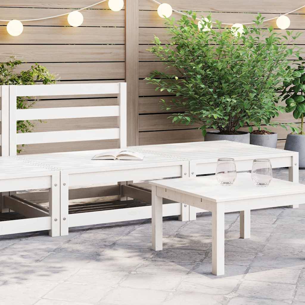 Set de Jardin 2 Pièces Bois de Pin Massif avec Canapé Central et Repose-pied pour Balcon Blanc – ComfortXL Outdoor Living - Image 1