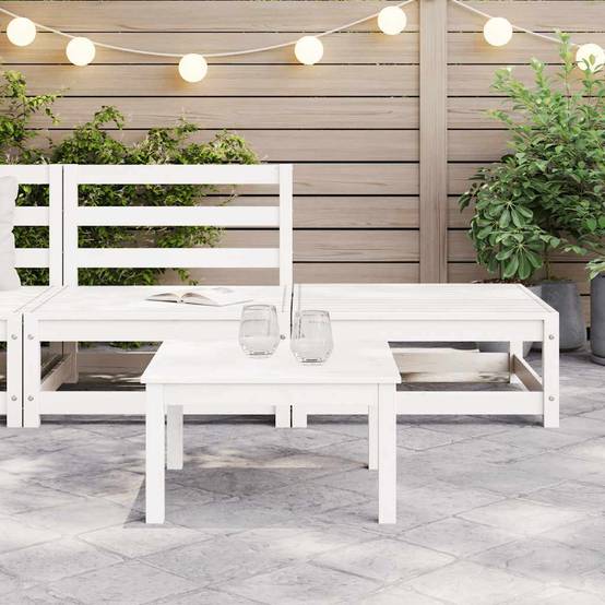 Set de Jardin 2 Pièces Bois de Pin Massif avec Canapé Central et Repose-pied pour Balcon Blanc – ComfortXL Outdoor Living - Image 3