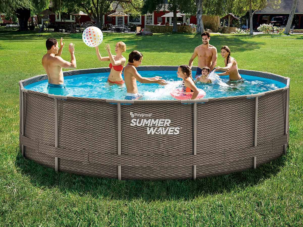 Summer Waves - Piscine tubulaire Active Frame Pool ronde effet rotin 4,57 x 1,06 m - Summer Waves - Image 2