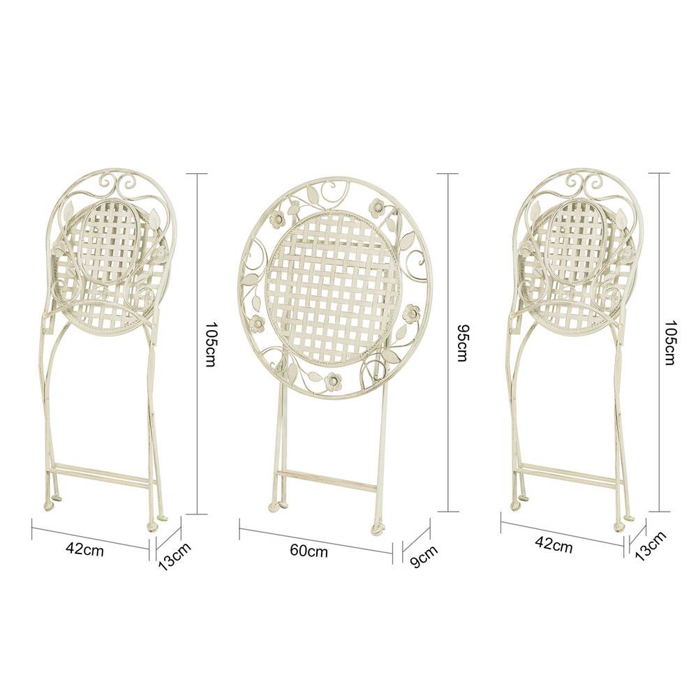 Sobuy - 3pcs Salon de Jardin 2 Personnes - 2 Chaises de Jardin + 1 Table Bistrot Pliantes Ensemble de Jardin Table Ronde L 60 x I 60 x H 77cm SoBuy - Image 9