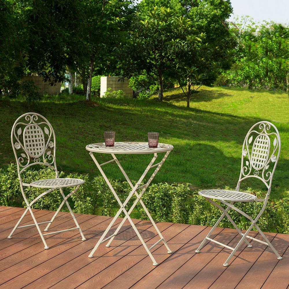Sobuy - 3pcs Salon de Jardin 2 Personnes - 2 Chaises de Jardin + 1 Table Bistrot Pliantes Ensemble de Jardin Table Ronde L 60 x I 60 x H 77cm SoBuy - Image 8