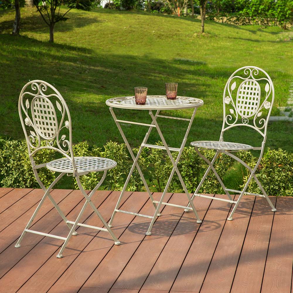 Sobuy - 3pcs Salon de Jardin 2 Personnes - 2 Chaises de Jardin + 1 Table Bistrot Pliantes Ensemble de Jardin Table Ronde L 60 x I 60 x H 77cm SoBuy - Image 2